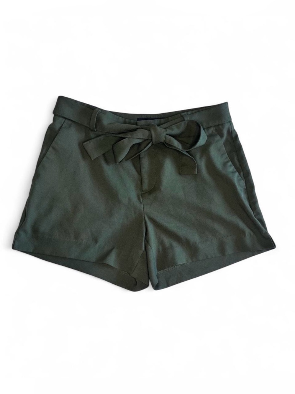 Banana Republic Olive Green Tie-Waist Chino Dress Shorts High Rise